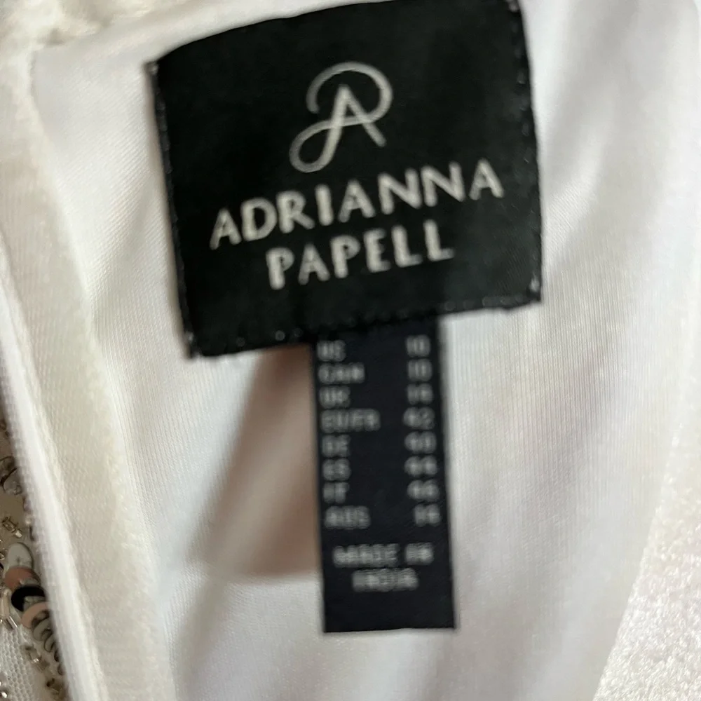 Adrianna Papell, White and Silver Dress, Women, Size 10 - Picture 9 of 12